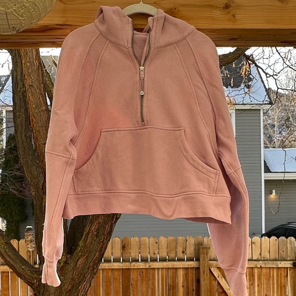 Lululemon Dusty Rose Pink Purple Scuba 1/2 Cup Hoodie Sweatshirt M/L - Picture 7 of 16